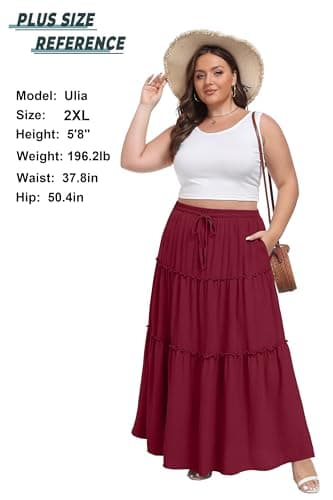 Lepunuo Floral Long Skirts Womens Casual Boho High Waisted Spring Skirts Trendy Cute Skirts with Pockets - Thumbnail 5
