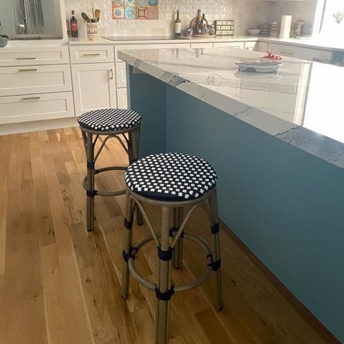 PURPLE LEAF Outdoor Bar Stool Rattan 2-Pack Champagne Finish Bar Stools - Image 1