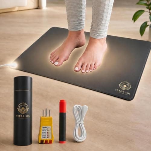 Terra Sol Luxury Grounding Mat for Feet, 24x16in Earthing Mat Grounding Pad for Pain Relief, Inflammation, Better Sleep - Includes 15 ft Cord, Conductivity Tester, Socket Tester for Safe Use - Image 1