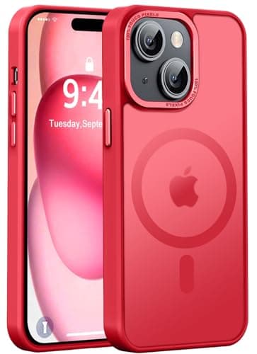 Newfuture Magnetic for iPhone 15 Case [Compatible with Magsafe] [Military Grade Drop Protection] Translucent Matte Anti-Fingerprint Shockproof Phone Case for iPhone 15 6.1 inch, Red - Image 1