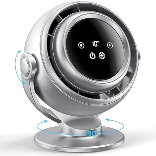 AGEYOU Desk Fan for Office, 90°Oscillating Fan with 6000mAh Rechargeable, 10 Speeds 4H Timer 270°Tilt Adjustment, 28dB Ultra-Quiet Portable Personal Table Fans, Gifts for Christmas Women Men Home - Image 1