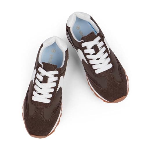 VIUGJNEX Chocolate Brown Sneakers for Women Lace Up Tennis Shoes for Women Comfortable Slip On Fashion Sneakers Size 6 - Thumbnail 6
