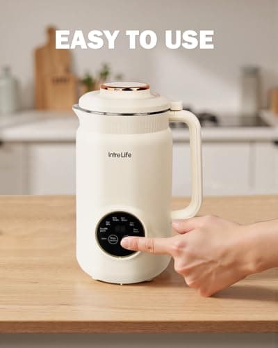 IntreLife 34 oz Nut Milk Maker Machine, 8 in 1 Soy Milk Maker with Nut Milk Bag, Plant Based Milk Maker for Almond, Oat, with Delay Start/Keep Warm/Self Cleaning, Cream - Thumbnail 5