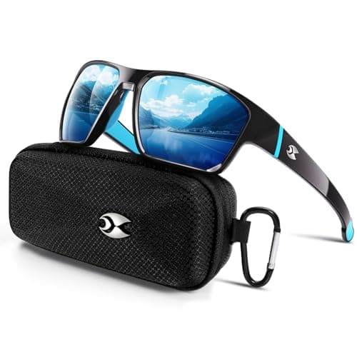 suoso Sports Polarized Sunglasses for Men: TR90 UV400 Protection Sun Glasses Womens Wrap Around Goggles for Drving Fishing Blue - Image 1