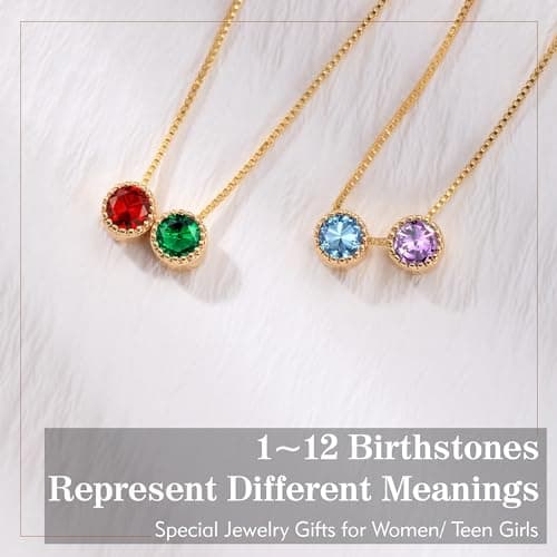 Sistble Birthday Gifts Crystal Necklaces for Women 14K Gold Plated Turquoise Necklace April December Stone Mothers Day Women Gift Jewelry for Teen Daughter - Thumbnail 6