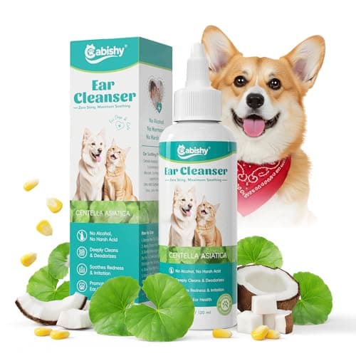 Cabishy Ear Cleaner for Dog Cat Ear Drops Wax Removal with Centella Asiatica No Irration, No Alcohol, Non-Medicated Pet Ears Wash Cleaning Solution Itch Relief Soothing Deodorizing Itchy Ears 4oz - Image 1