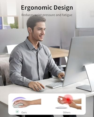 WL300 Bluetooth Mouse Silent Wireless Mice, Quiet Click, Cordless Computer Mouse with 6 Buttons, Sculpted Grip, Adjustable DPI for Laptop, PC, Mac, 18-Month Battery Life for Work or Travel ( White) - Thumbnail 6