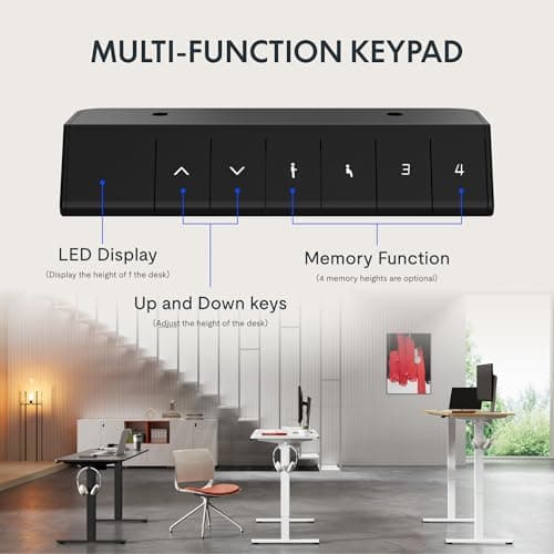 FLEXISPOT 63x24 Inch Electric Height Adjustable Standing Desk for Home & Office, Splice Board Desk for Computer Workstation, Study, or Creative Setup, Maple - Thumbnail 4