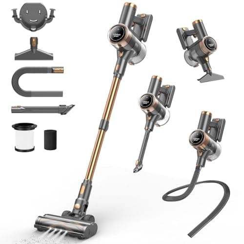 NuYupo Cordless Vacuum Cleaner, 10-in-1 Lightweight Stick Vacuum with 45mins Runtime, Powerful Suction, LED Touch Screen, Rechargeable Vacuum Cleaners for Home Hardwood Floor Carpet Pet Hair (Gold) - Image 1