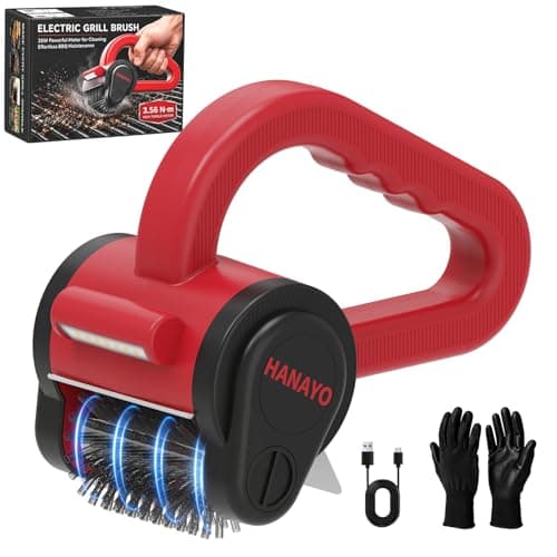 Electric Grill Brush, Rechargeable BBQ Grill Brush with High-Torque Motor, LED Light, Dishwasher-Safe Stainless Steel Rotary Brush Head,150 Mins Runtime Grill Brush for Outdoor Grill
