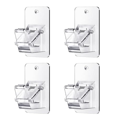 Universal Curtain Rod Holders, No Drill Curtain Rod Brackets, Self Adhesive Curtain Rod Brackets Up to 30 LB, Nail Free Curtain Rod Hooks for Bathroom, Bedroom, Livingroom, Kitchen (4PC, Transparent) - Image 1
