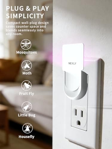 NEXLY MK030 Fly Trap Indoor Plug in Fruit Fly Mosquito Killer Glue Traps Gnat Zapper Catcher for Indoors Night Light Flying Trap Zappers for Home Bedroom Living Room Kitchen Basement - Thumbnail 5