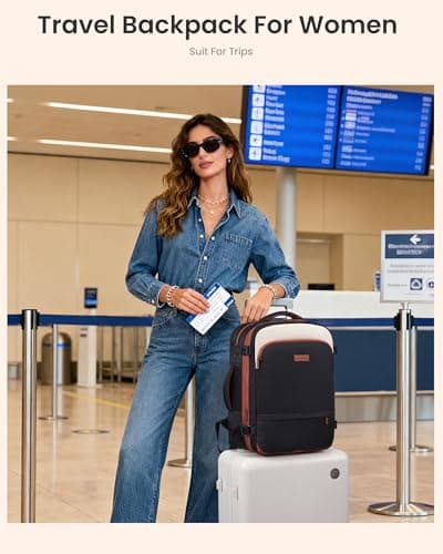 LOVEVOOK Carry On Travel Backpack For Women Flight Approved, 40L Personal Item Travel Bag Flight Approved, TSA Travel Bag Fit 17.3 Inch Laptop, Weekender Overnight Waterproof Daypack with 2 Cubes - Thumbnail 6