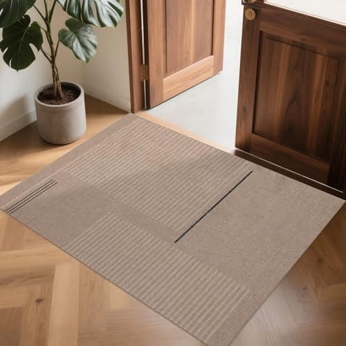Arvenchy Easy Jute Rug 2x3: Indoor Outdoor Natural Boho Front Door Mat Non Slip - Farmhouse Neutral Contemporary Small Carpet for Entryway Kitchen Bathroom Bedroom Washable - Thumbnail 5