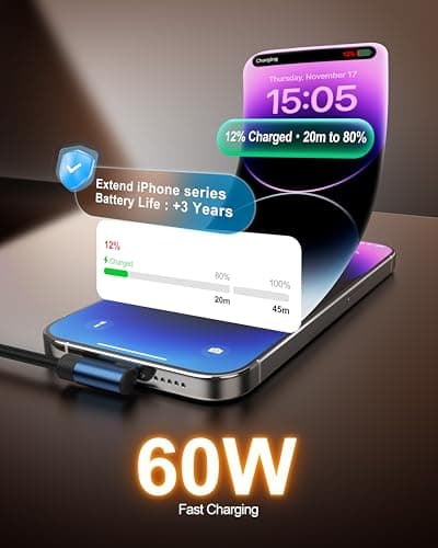 COOLSELL Short USB C to USB C Cable Right Angle 1.6ft 3 Pack, Silicone 60W Fast Charging Cord Type-C Compatible with iPhone 16/15 Samsung Galaxy S23 S22 Google Pixel, iPad for Power Bank/Car/Travel - Thumbnail 3