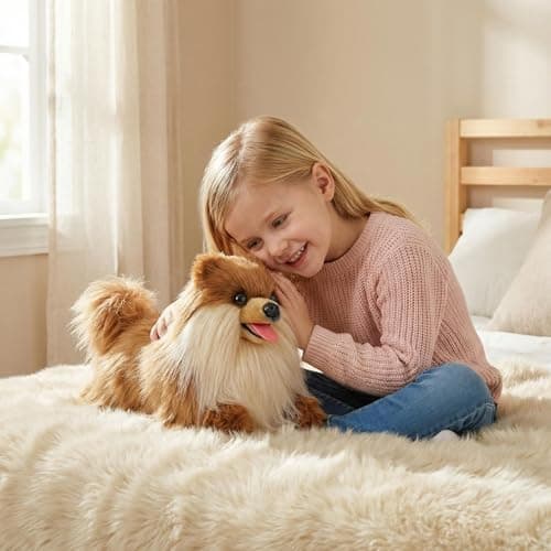 YOCAKE Lifelike Pomeranian Stuffed Animal - 13.8" Realistic Plush Dog Toy with Grooming Kit & Gift Box, Soft Cuddly Puppy Companion for Kids and Dog Lovers - Home Decor & Heartwarming Birthday Gift - Thumbnail 3
