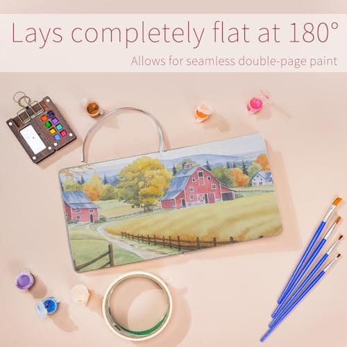 Vienrose Watercolor Sketchbook, 5.5"x5.5" Watercolor Journal with 24 Sheets 140 LB (300 GSM) Cotton Watercolor Paper, Black Linen Cover Watercolcr Sketch Book As Travel Notebook Mixed Media Pad - Thumbnail 4