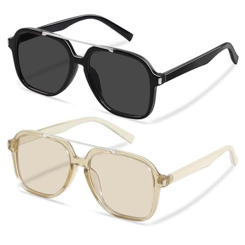 YDAOWKN Rerto Aviator Sunglasses for Women Men Trendy Square Top Bar Sun Glasses 70s Style Women's Sunglasses - Image 1