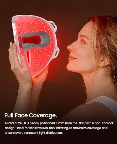Facego Red Light Mask for Face, 7+1 Colors Red Light Face Mask, Cordless Red-Light Facial Mask Non-Skin Contact, Rechargeable Skincare at Home & Travel - Thumbnail 2