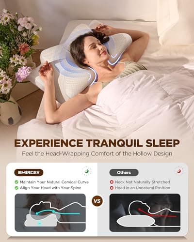 Dream Without Pain Cervical Neck Pillow for Sleeping, Ergonomic Side Sleeper Pillows for Adults, Cooling Orthopedic Pillow for Neck Relief Support, Memory Foam Pillows Back Stomach Sleepers - Thumbnail 2