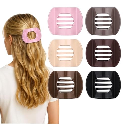 Obeoby 6 Pcs Flat Hair Clips, Medium Flat Claw Clips for Women Girls French Hair Barrettes Accessories - Image 1