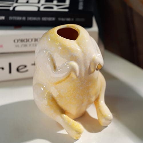 Cute Ceramic Turkey Vase for Flower, Turkey Planter Pot for Home Decor Indoor Outdoor, Unique Vases for Wedding Dinner Table Living Room Office Decorative Vase - Thumbnail 2