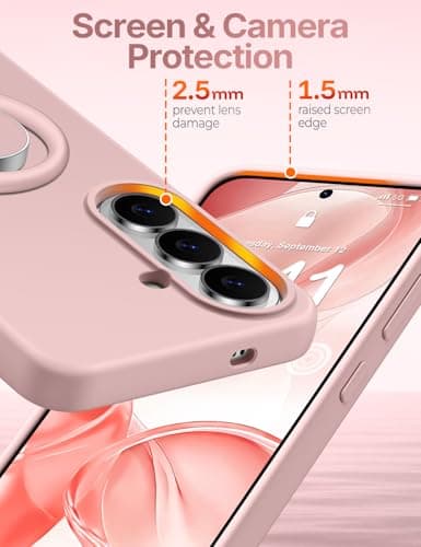 XYZ Silicone Case for Samsung Galaxy S26 Plus, [Soft 2-Way Ring Stand] [Anti-Scratch Microfiber Lining] Shockproof Protective Phone Cover, Pink - Thumbnail 6