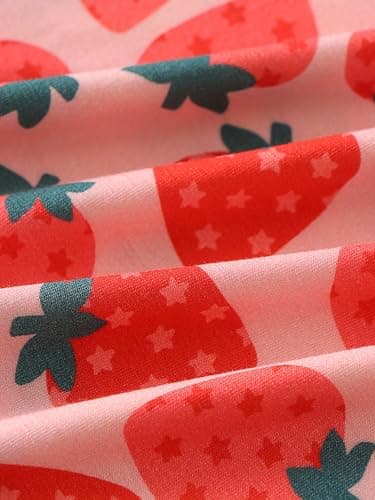 Joonberry Toddler Kids Soft Bamboo Viscose Long Sleeve Top and Pants Clothing Set–2-Piece 2-9Y Boys Girls Outfit（Strawberry, 5-6Y - Thumbnail 5