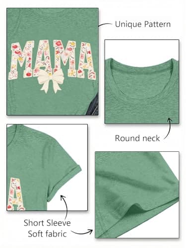 QIXYN Mama Shirts Bow Graphic Tee for Women Mother Gift Tops for Women - Thumbnail 5