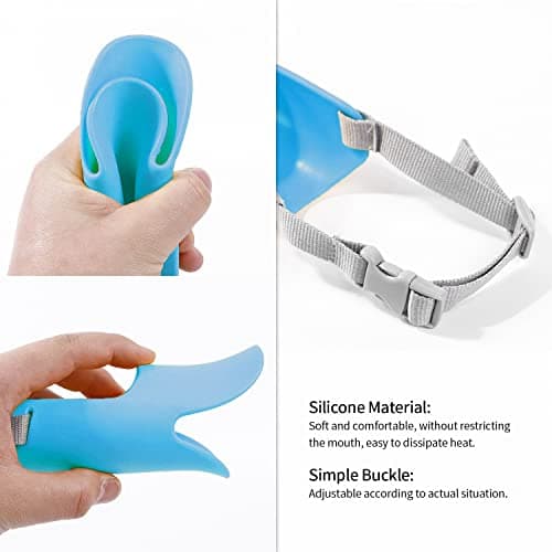 NACOCO Anti Bite Duck Mouth Shape Dog Mouth Covers Anti-Called Muzzle Masks Pet Mouth Set Bite-Proof Silicone Material (Blue, S) - Thumbnail 3