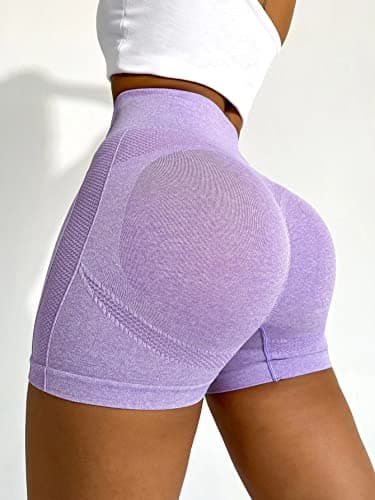 YOAKUKA Women's 4 Piece Workout Shorts Yoga Gym Seamless Scrunch High Waist Pants Athletic Control Ruched Shorts - Thumbnail 2