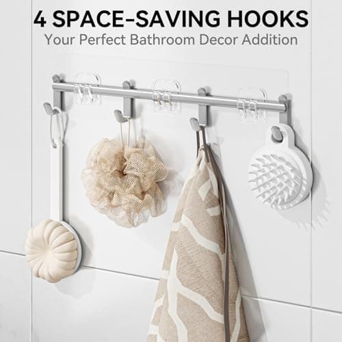 YASONIC Shower Caddy, 6 Pack Large Capacity shower Organizer with Soap Holder and 12 Hooks, Rustproof Shower Shelves for Inside Shower, No Drilling&Sleek Bathroom Organizers and Storage Grey - Thumbnail 4