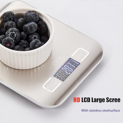 SURYOL Food Kitchen Scale High-Precision Digital Scale Accurate Weighing for Baking & Cooking Enthusiasts (Silvery & Black) - Thumbnail 4