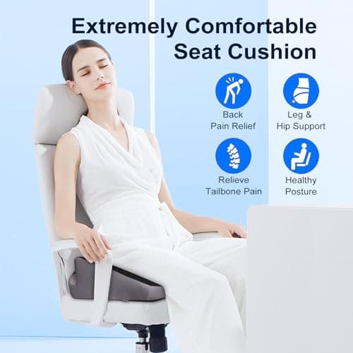Seat Cushion for Relief Sciatica - Memory Foam Cushion for Office Chair, Hip & Coccyx Pain Relief for Long Sitting,2025 Upgraded Large Seat Pillow for Soft Support,for Game Chair/Wheelchair - Thumbnail 3