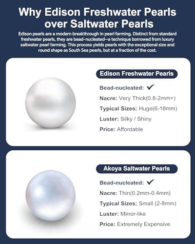 N9NEMUSES Valentines Day Gifts for Her, 8mm AAAA+ Real Edison Pearl Necklace for Women, 925 Sterling Silver Necklace with Moissanite, Anniversary Birthday Jewelry Gift for Mom Wife Her Girlfriend - Thumbnail 5