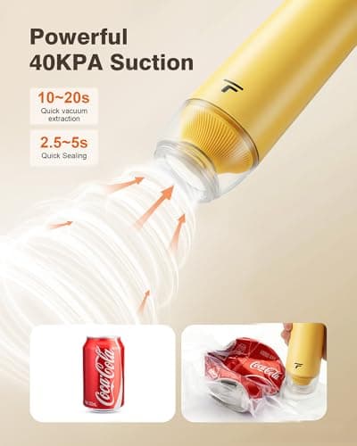 Vacuum sealer for food, Chef’s Design to Preserve Freshness, Compact Handheld Vacuum Sealer with 30 Reusable Bags, Professional-Grade for Food Storage Savers, Mustard - Thumbnail 2