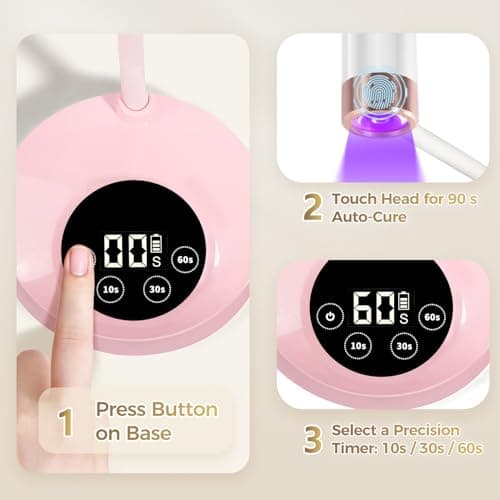 AORAEM UV LED Nail Lamp, Rechargeable Gooseneck Lamp for Gel Nails 12W Quick Dry LED Nail Light Nail Dryer with 4 Timers & Auto Sensor, Professional Flash Cure Light for Gel Nails Home DIY Pink - Thumbnail 4