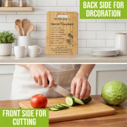 Gifts for Teacher Appreciation Gift Ideas, Recipe Cutting Board for Teacher Thank You Gift from Students, Best Gifts for Teachers Gifts Teachers Retirement Day Gift Bamboo Cutting Board Kitchen Decor - Thumbnail 3