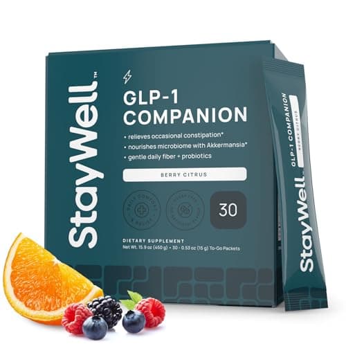 GLP-1 Constipation Support | Digestive, Gut Discomfort GLP Symptom Relief | Akkermansia, Probiotic, Prebiotic Microbiome Support for Digestive Balance, Regularity & Bloating Relief - Berry Citrus 30ct - Image 1