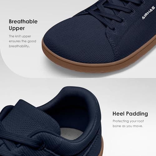 AIRHAS Mens Barefoot Shoes Lightweight Walking Shoes Wide Toe Box Flexible Zero Drop Sneakers for Men Summer Minimalist Casual Shoes(Navy/Gum,10.5) - Thumbnail 6