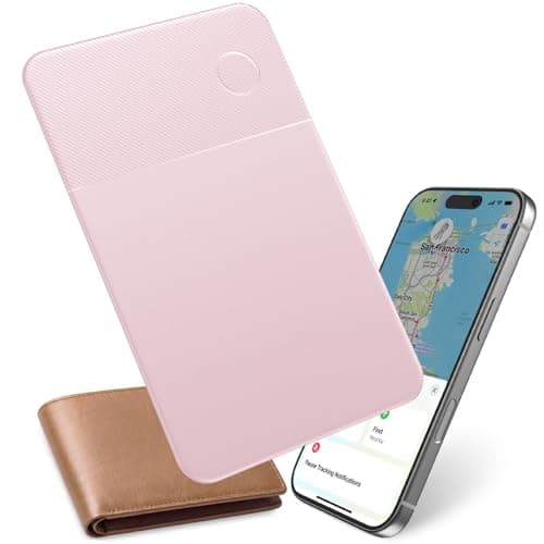 Slim Rechargeable Wallet Tracker Card – Ultra-Thin Item Locator for Wallet, Luggage & Passport, Compatible with iOS (iOS Only) (Pink) - Image 1