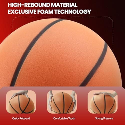 Aompnik Silent Basketball Size 7- Grooved Dribble Dream Silent Basketball, Pro PU Form Indoor Ball for Training Home & Indoor Activities. Real Feel Higher Bounce Quieter. - Thumbnail 4