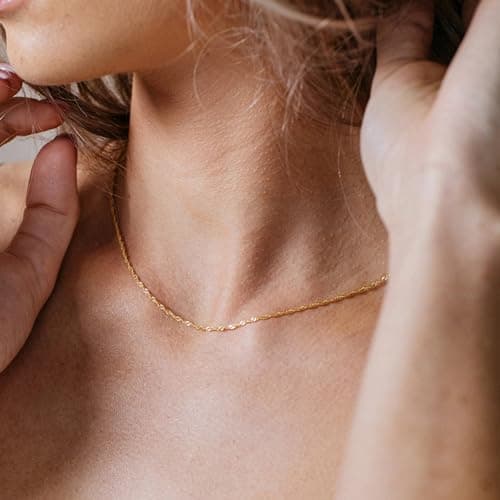BAYLAY Gold Chain for Women - 18K Gold Plated Chain Necklace Woman Dainty Gold Necklace for Women Non Tarnish Gold Necklace Gold Chain Gold Jewelry Gifts Size 18 inch - Thumbnail 4