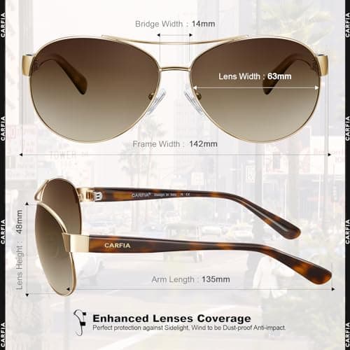 CARFIA Pilot Polarized Sunglasses for Men Women UV400 Vintage Retro Style Driving Sun glasses - Thumbnail 5