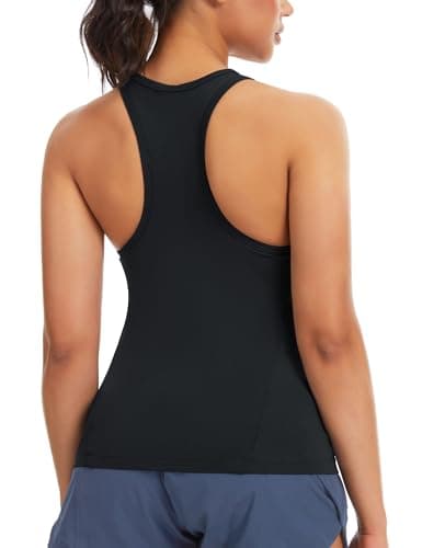 THE GYM PEOPLE Women’s V Neck Workout Tank Tops Racerback Slim Fit Sleeveless Yoga Running Athletic Shirts Black - Thumbnail 3