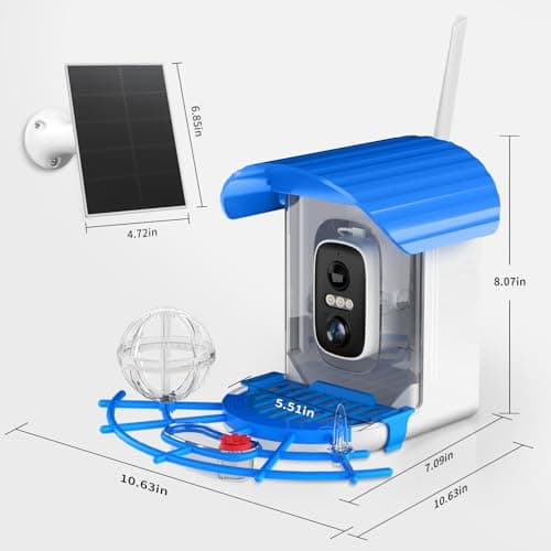 NIORSUN Smart Bird Feeder with Camera Solar Powered, 2K HD Video AI Recognition Feeder with Instant Notifications, Eagle Alarm, Infrared Night Vision, Ideal Gift for Family and Bird Lovers, Blue - Thumbnail 2