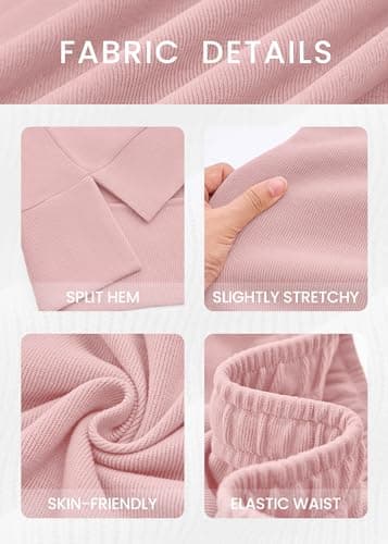 KIRUNDO Matching Sets Women Clothing Sweatsuits 2 Piece Outfit Sweat Set 2026 Spring Lounge Sets Airport Travel Tracksuit(Pink, Small) - Thumbnail 2