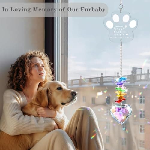 Dog Memorial Gifts, K9 Dog Memorial Crystal Suncatcher, Pet Loss Gift, Pet Sympathy Remembrance Bereavement Gifts (Color-Pet Paw) - Thumbnail 6