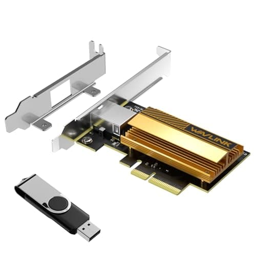 WAVLINK 10G PCIe Network Card, 10GB Base-T Ethernet Adapter with AQC113 Controller, 10000/5000/2500Mbps PCIe x4/x8/x16 Compatible for Windows 11/10 & Linux, Includes Low Profile Bracket