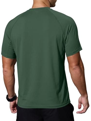Comdecevis Workout Shirts for Men Dry Fit Breathable Soft Stretchy UV Plain Athletic Tee Mens Clothes, Dark Green, XXL - Thumbnail 3